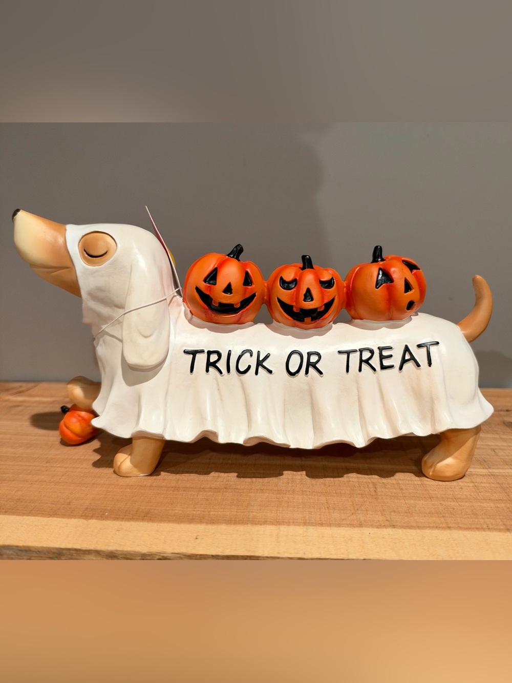 NWT Dachshund Ghost ‘Trick or Treat” Pumpkin Halloween Decor